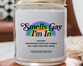 Smells Gay Scented Candles Coconut Apricot Wax Candle | LGBTQ Pride Home Fragrance, 4oz 9oz