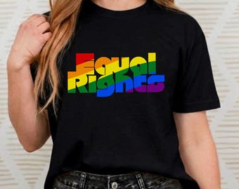 Equal Rights Boxy Tee | Rainbow Pride Text Shirt