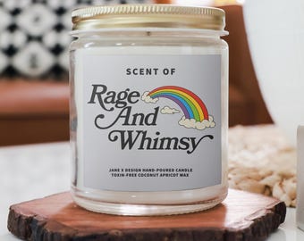 Rage And Whimsy Rainbow Label Candle 4oz 9oz | Coconut Apricot Wax