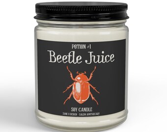 Beetle Juice Potion Soy Candle | Glass Jar with Black Lid, 4oz & 9oz