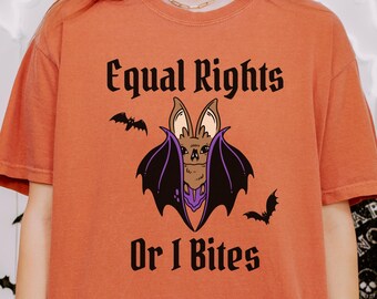 Equal Rights Or I Bites T-shirt | Vampire Bat Graphic, Gothic Humor