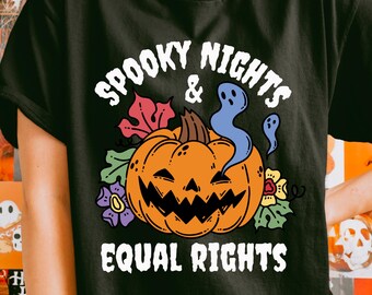 Spooky Nights & Equal Rights Pumpkin T-Shirt | Halloween Pride Tee