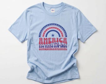 Camiseta retro del Semiquinto Centenario de América: 250 años (1776-2026) / Camiseta patriótica del Día de la Independencia