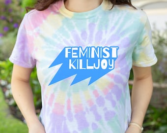 Feminist Killjoy Lightning Tee | Pastel Spiral Tie-Dye
