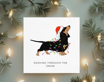 Dashing through the snow | Sausage dog Christmas card