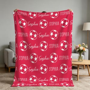 Personalized Soccer Blanket,Soft Custom Football Flannel Blanket,Gift for Futbol Lover,Birthday Gift For Boy,Gift for Team,Game Day Present