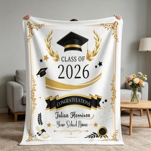 Custom Graduation Blanket,Senior Graduation Gift,Soft Flannel Throw Blanket,Graduation Blanket Gift for Her,Keepsake Throw,Gift for Daughter