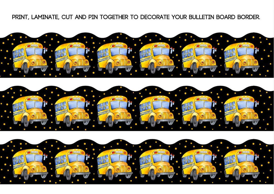 School Bus Bulletin Board Borders - Printable Classroom Decor! - Etsy
