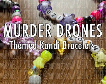 Murder Drones themed kandi singles fan-made