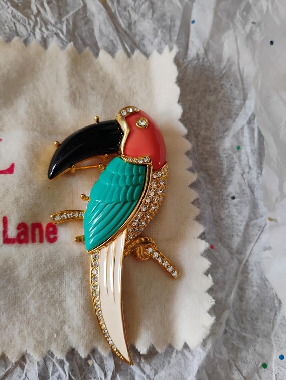 Vintage Kenneth Jay Lane Toucan Brooch – KJL Desi… - image 1