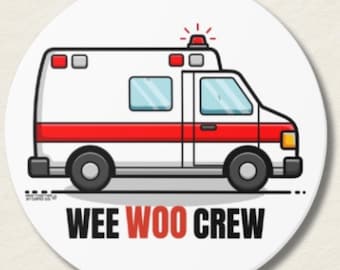 Wee Woo Crew Sticker – grappige sticker paramedicus, cadeau ambulance ambulance