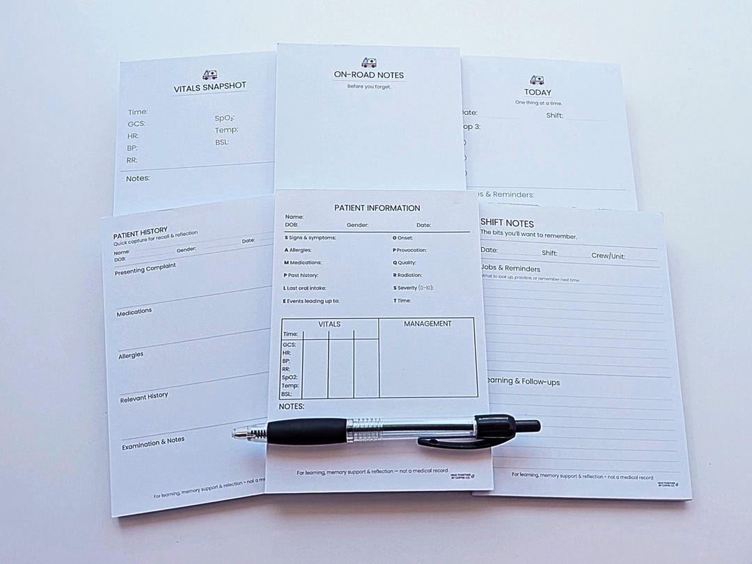 Ultimate Paramedic A6 Notepad Set (6 Pack) – Clinical Study, Shift ...