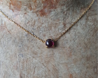 Genuine Garnet (January Birthstone) 5mm choker necklace in Sterling Silver or Gold