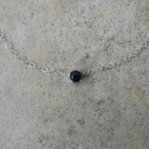 Onyx choker necklace - 4mm Onyx choker necklace in Sterling Silver or Gold