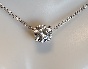 Diamond 1/2 carat choker necklace - genuine 5mm,  lab Diamond choker in Sterling Silver or Gold