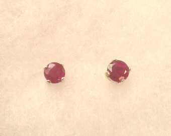 Genuine Ruby (July Birthstone) 4 mm stud earrings
