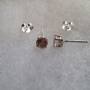 Morganite Earrings 5mm genuine Morganite stud earrings in Sterling Silver or Gold image 2