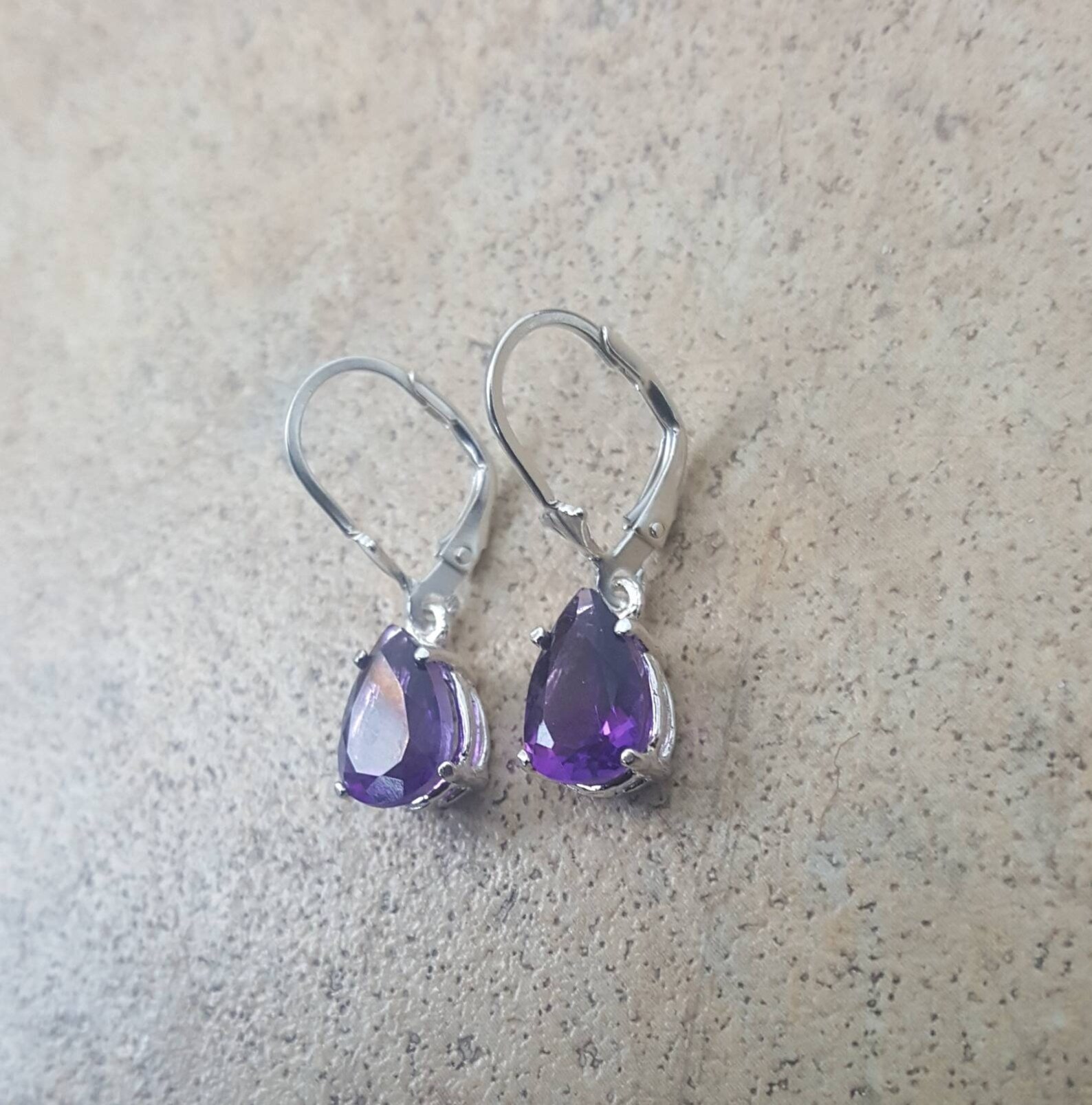 Amethyst Earrings - Amethyst Drop Earrings in Sterling Silver or Gold ...