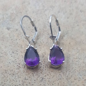 Amethyst earrings - Amethyst drop earrings in Sterling Silver or Gold