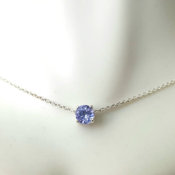 Tanzanite necklace - Tanzanite choker Necklace - Genuine Tanzanite 5mm choker necklace in Sterling Silver or Gold - minimalist choker