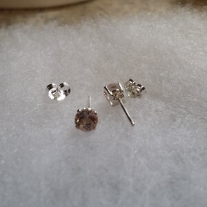 Morganite Earrings 5mm genuine Morganite stud earrings in Sterling Silver or Gold image 3