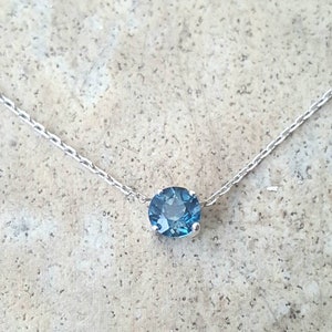 London Blue Topaz Necklace - Genuine London Blue Topaz choker necklace in Sterling Silver or Gold