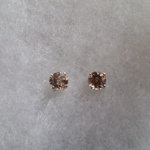 Morganite Earrings 5mm genuine Morganite stud earrings in Sterling Silver or Gold image 1