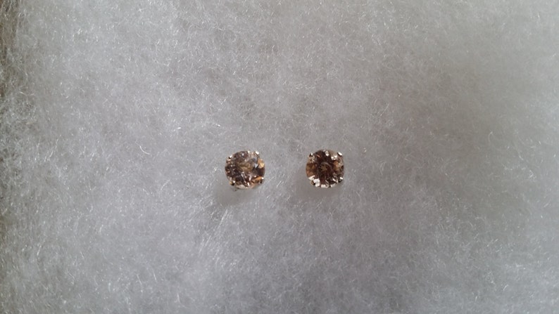 Morganite Earrings 5mm genuine Morganite stud earrings in Sterling Silver or Gold image 1