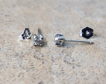 Genuine Diamond stud earrings in Sterling Silver or 14K Gold- approx .30 carats - April Birthstone
