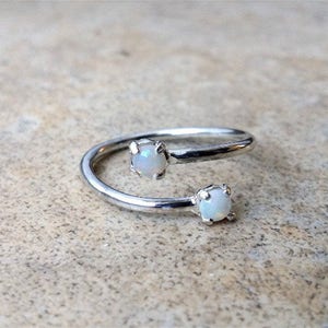 Genuine Opal Ring - 4mm - (October Birthstone)- in Sterling Silver or Gold