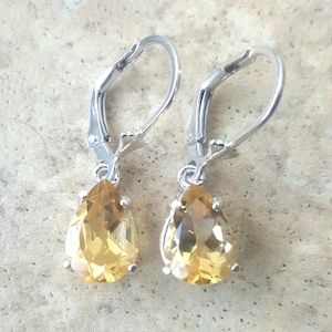 Citrine Earrings - Citrine dangle drop earrings in Sterling Silver or Gold - November Birthstone