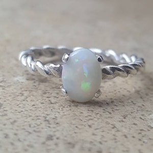 Opal ring - genuine Australian Opal ring -  (October Birthstone)- in Sterling Silver or Gold