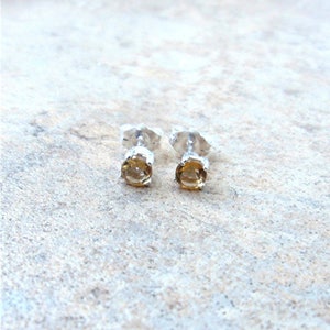 4mm genuine Citrine stud earrings in Sterling Silver