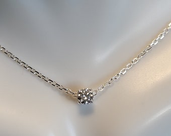 Diamond choker necklace - genuine 4mm lab Diamond choker in Sterling Silver or Gold