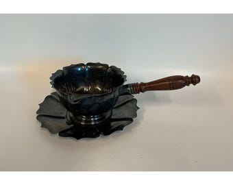 Vintage Lunt Sterling Silber Platte Schnaps Saucenwärmer Topf