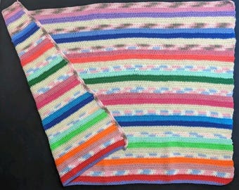 Vintage Handgemachte Mehrfarbige Decke 35 "X50"       (1383)