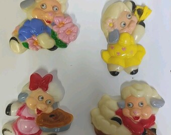 Vintage Schaf Kühlschrankmagnete 4er Set