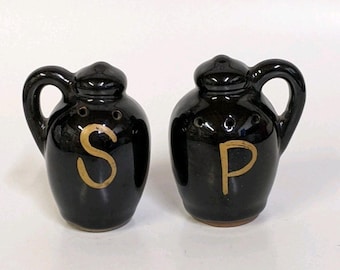 Vintage Krug-förmige Salz- und Pfefferstreuer Farbe Schwarz Made in Japan