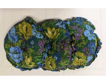 3 Vintage Abgerundete 30 cm Deko Kissen Blau/Grün (1385)