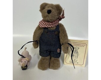 Vintage 2000 Boyds Cooper T. Wishkabibble mit Plato Schwein Teddybär Plüschtier 8 "