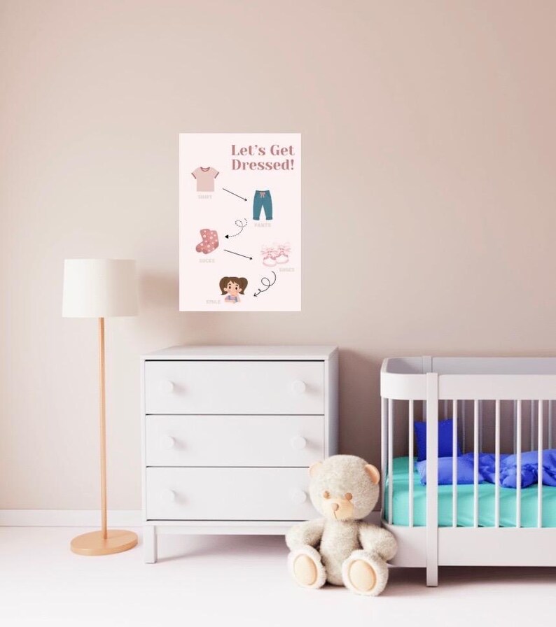 Kids Room Art| Getting Dressed Chart – Printable PDF - Etsy
