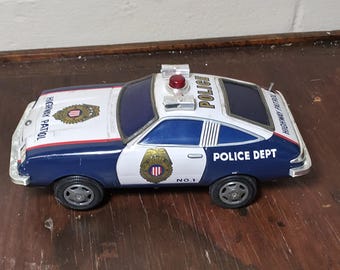 Vintage Toy - Bandai Tin Highway Patrol Car With Box / Made in