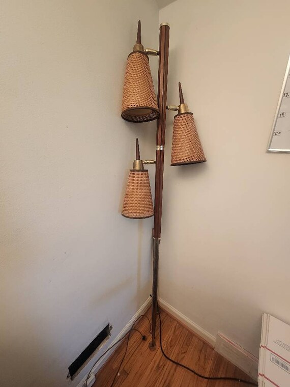 Tension Pole Floor Lamp MCM Mid Century Modern Atomic 3light Etsy