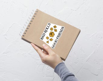 Bad Rolls Good Friends: D20 Sticker - TTRPG Best Friend Gift