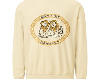 Sleepy Kitten Friendship Club: Fleece Crewneck Sweatshirt - Best Friends Gift - Cream