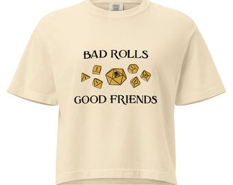 Bad Rolls Good Friends D20: Crop Top Tee - TTRPG Best Friend Gift