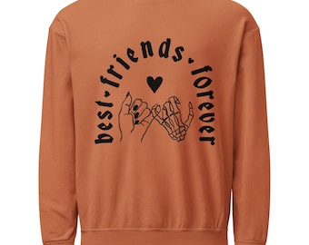 Skeleton Best Friends Forever: Fleece Crewneck Sweatshirt - Friendship Gift - Black Font