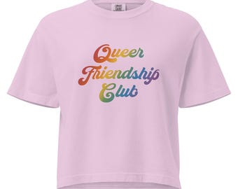 Queer Friendship Club: Rainbow Crop Top Tee - LGBTQIA+ Pride Gift - Light Colors