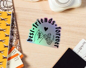 Skeleton Best Friends Forever: Holographic Sticker - Friendship Gift