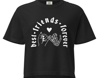 Skeleton Best Friends Forever: Crop Top Tee - Friendship Gift - White Font